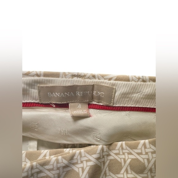 Banana Republic Brown Lattice Print Slim Fit Ankle Pants Size 4 Cotton - Picture 4 of 7